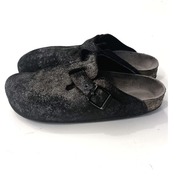 Birkenstocks clog slides size 38 Black suede w/ metallic iridescent design boho - Picture 1 of 9